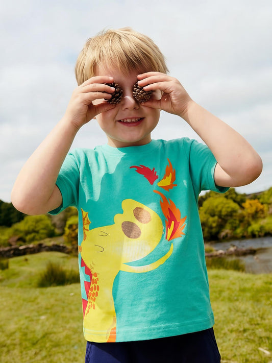 Trendy Dinosaur Print Short Sleeve T-Shirt for Boys