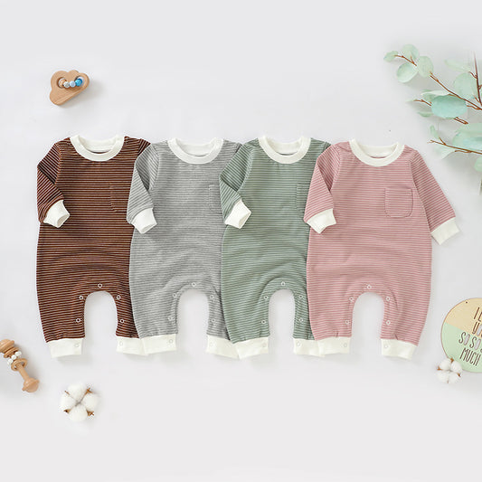 Baby Striped Knitted Romper Soft Organic Cotton Playwear