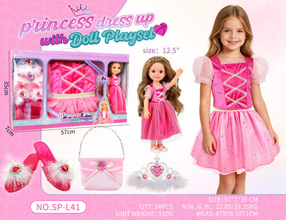 Princess Doll Dress-Up Playset - 32cm Rubber Doll Toy