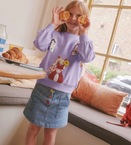 Trendy Cartoon Print Long Sleeve Sweatshirt for Kids