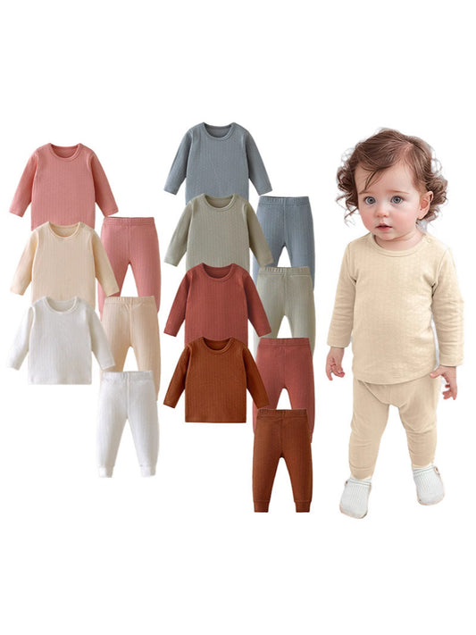 Unisex Cotton Honeycomb Fabric Jumpsuit Set for Kids