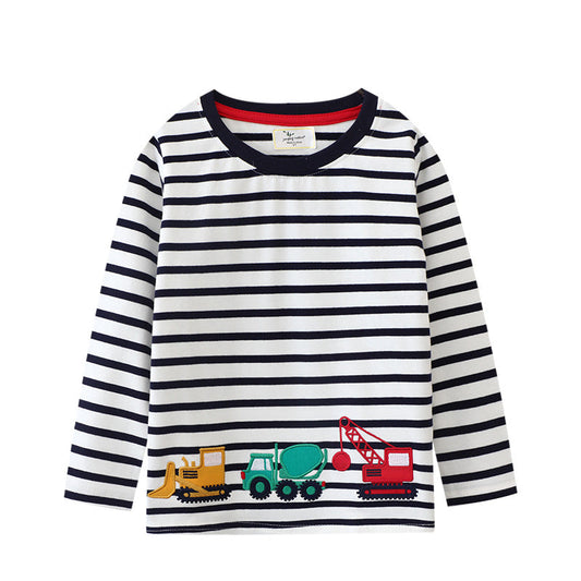 Children's Long Sleeve T-Shirt Cartoon Design Breathable Cotton Top