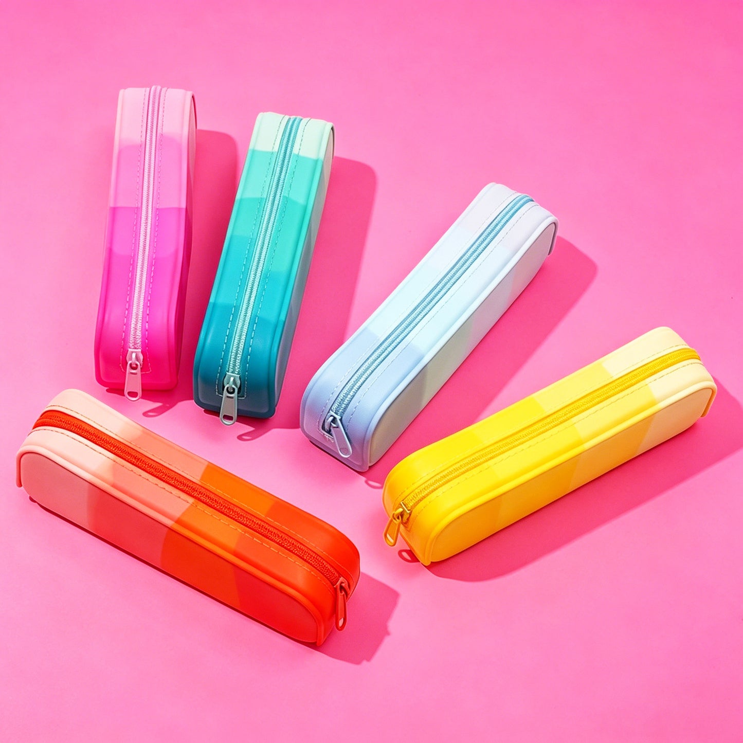 Gradient Silicone Pencil Case Large Capacity 20cm