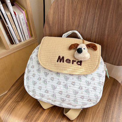 Cute Dog Quilt Kids Backpack Stylish Casual Daypack