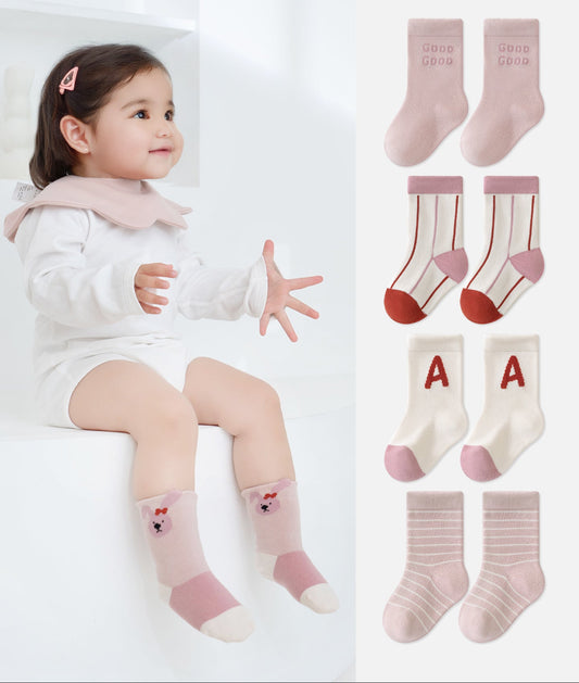 Cartoon Baby Socks Breathable Cotton Mid-Calf Socks