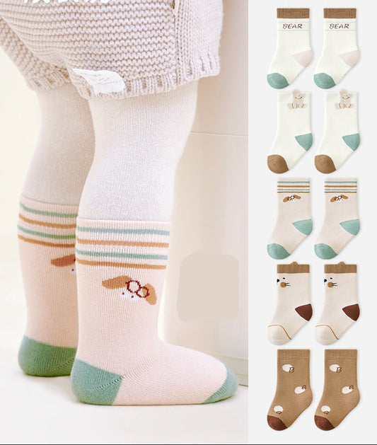 New Cartoon Design Baby Socks Mid-Calf Thick Cotton Socks