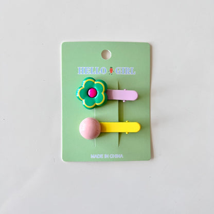 Colorful Flower Bead Hair Clips for Kids