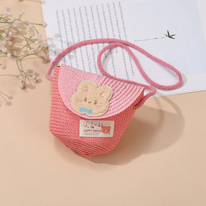 Cute Summer Children's Crossbody Woven Bag with Animal Patterns