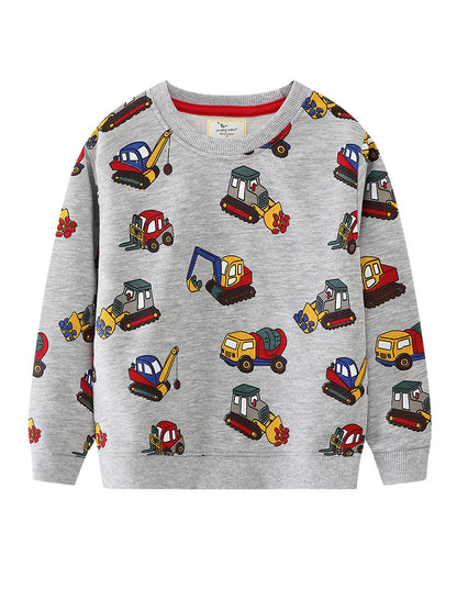 Cartoon Print Boys Sweatshirt Soft Cotton Hoodie