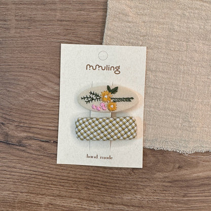 Children's Colorful Plaid Hair Clips with Bunny and Star Designs