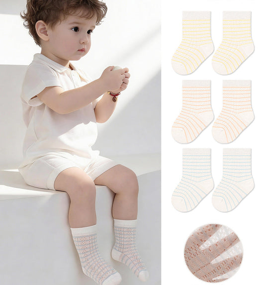 Striped Cotton Baby Socks Breathable Mid-Calf Socks