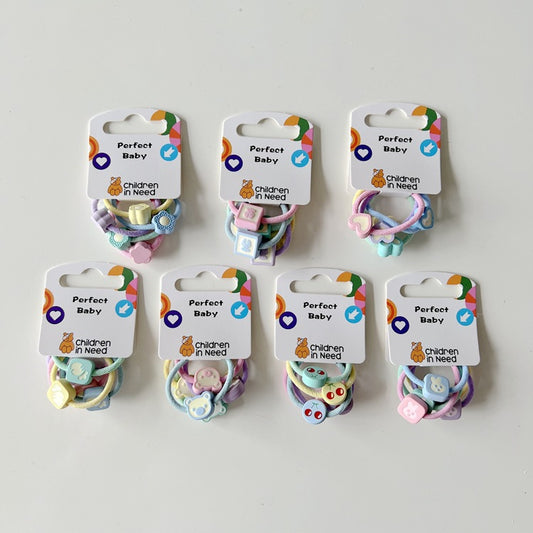 Cartoon Hair Ties Set of 5 Macaron Style Kids Accessories
