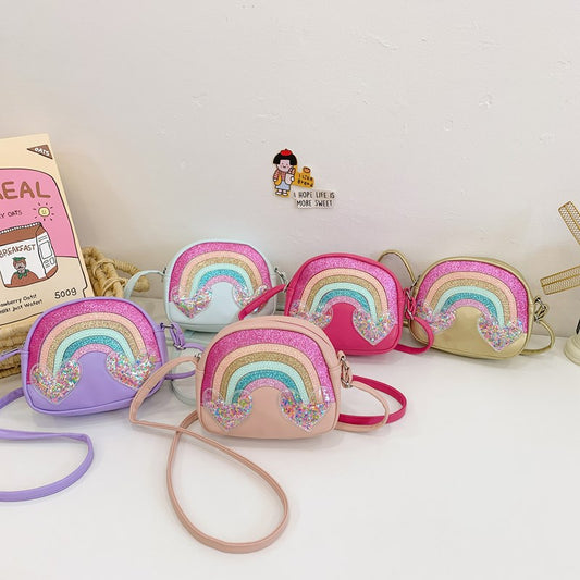 Cute Cartoon Rainbow Heart Kids Shoulder Bag