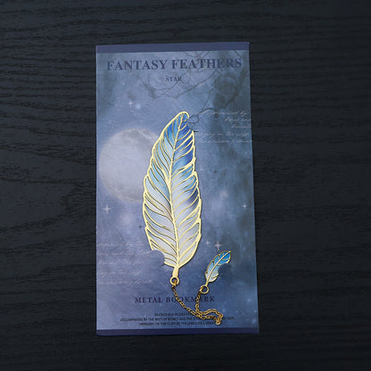 Metal Feather Bookmark Artistic Enamel Gift