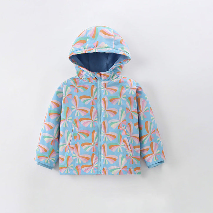 Zip-Up Hooded Cotton Jacket for Girls