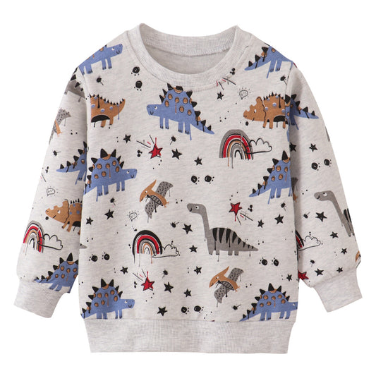 Cartoon Print Cotton Sweatshirt for Boys