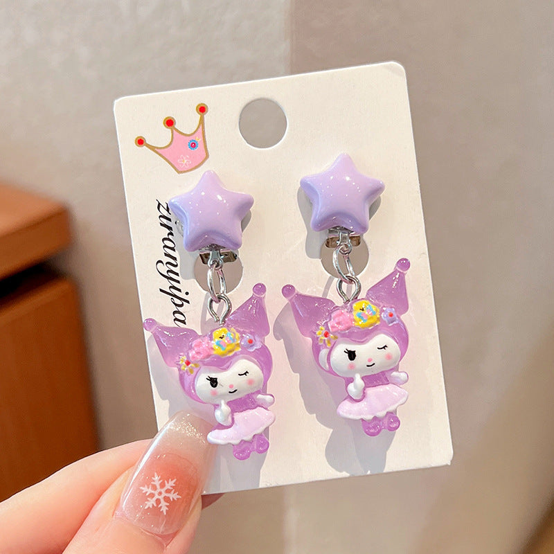 Cute Cartoon Character Ear Clips for Kids - Non-Pierced Earrings