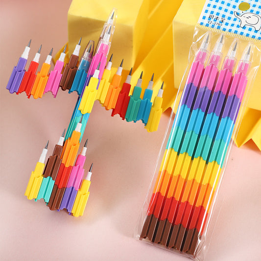 Mechanical Pencil Rainbow Block Refillable For Kids