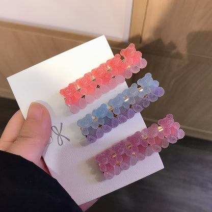 Gradient Bear Hair Clips Cute Cartoon Hair Accessories for Girls