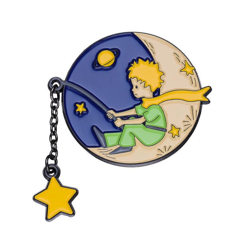 Cute Cartoon Little Prince Starry Sky Enamel Brooch