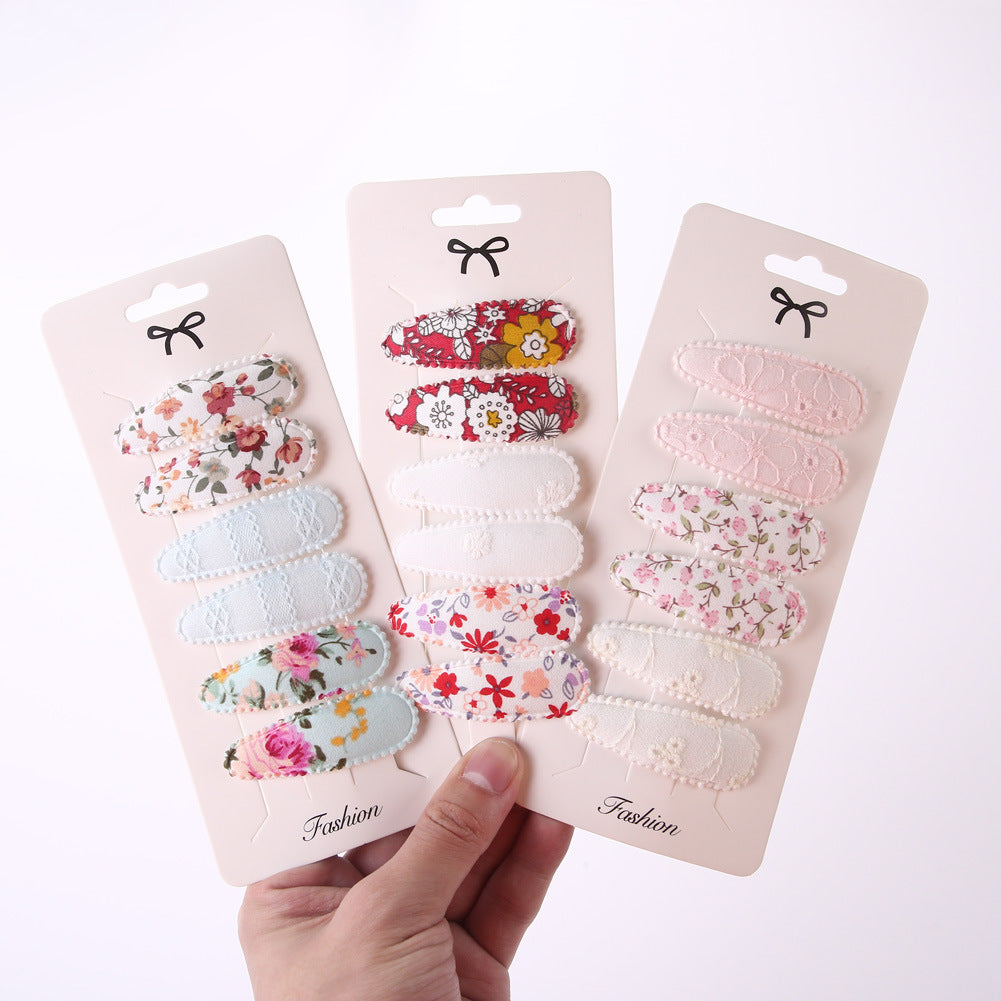 Sweet Floral Fabric Hair Clips Set for Kids