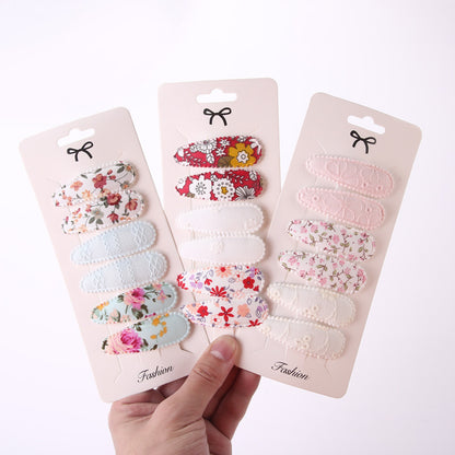 Sweet Floral Fabric Hair Clips Set for Kids