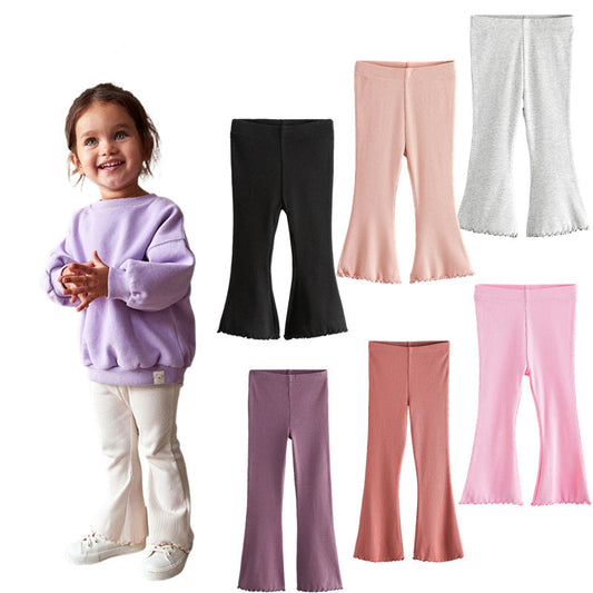 Elastic Girls Leggings Solid Colors Trendy Casual Pants