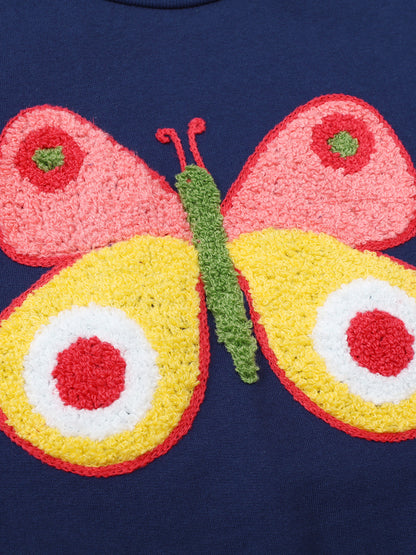 Cartoon Embroidered Long Sleeve Sweatshirt for Girls