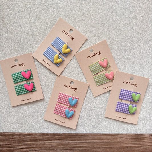 Colorful Heart-Shaped Hair Clips for Kids