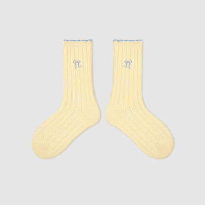 Kids Mid Calf Animal Embroidered Cotton Socks