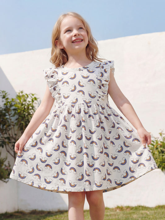 Trendy Cartoon A-Line Dress For Girls Cotton Summer Dress