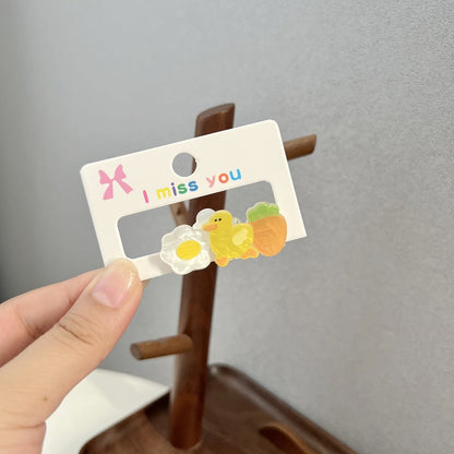 Mini Cartoon Hair Clips Set for Kids - Cute Duck and Carrot Design