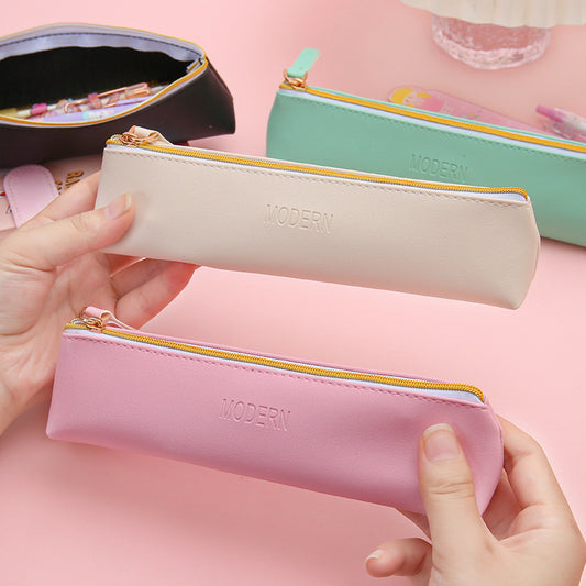 Large Capacity PU Pencil Case Minimalist Style