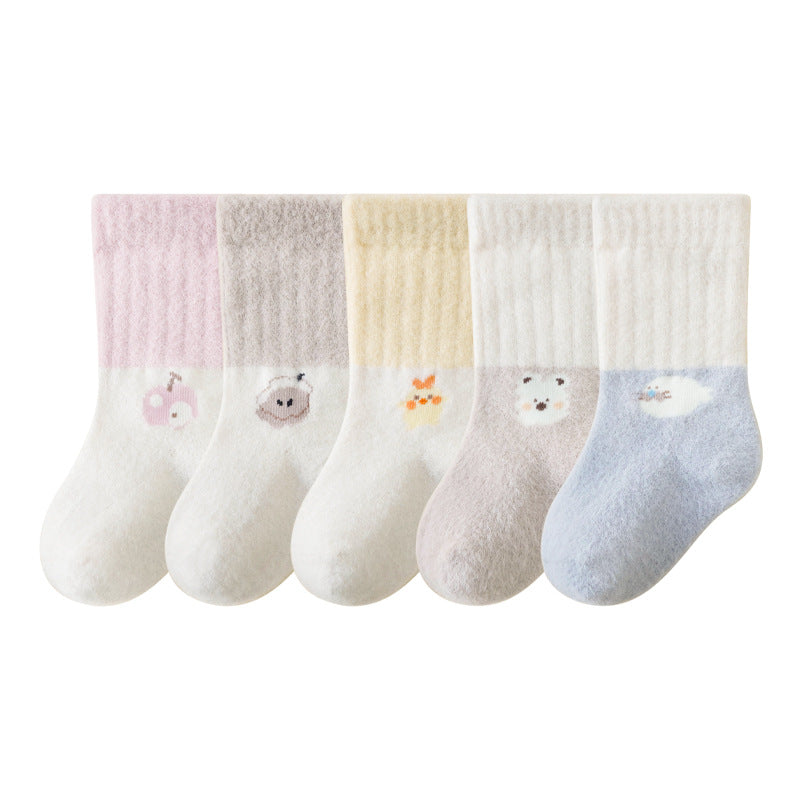 Warm Cartoon Anklet Socks Cozy Kids Mid-Calf Socks