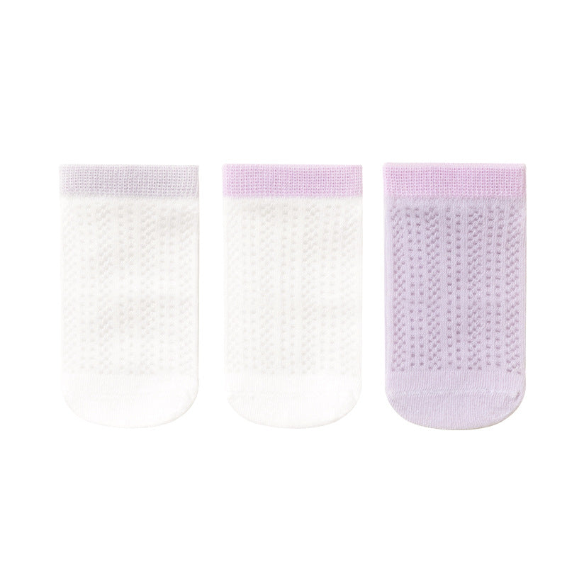 Kids Cotton Ankle Socks Breathable Lightweight Solid Colors