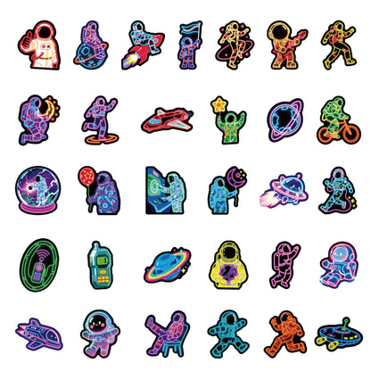 Sticker Pack Neon Astronaut Waterproof Vinyl For Luggage