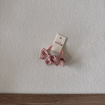 Children's Plaid Bow Hair Ties Set