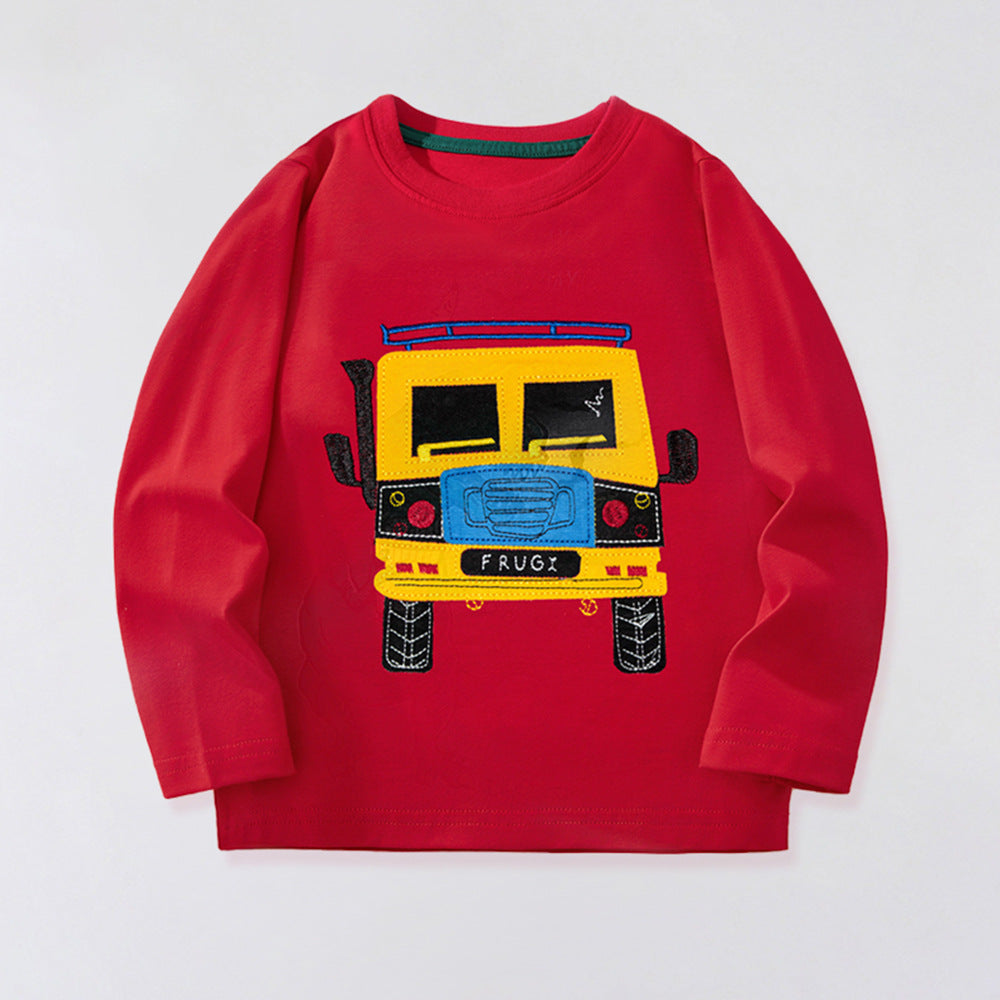 Cartoon Pattern Long Sleeve Cotton T-Shirt for Boys