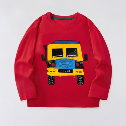 Cartoon Pattern Long Sleeve Cotton T-Shirt for Boys