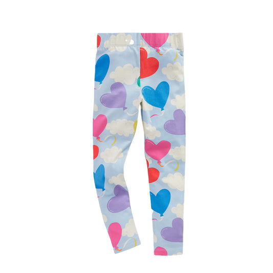 Girls' Heart Pattern Cotton Leggings Slim Fit Casual Pants