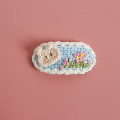 Sweet Handmade Crochet Bunny Hair Clip Cartoon Style Hair Accessory