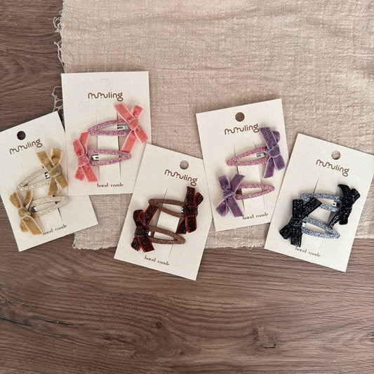 Children's Velvet Bow Hair Clips Set for Baby