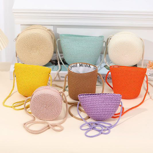 Cute Woven Crossbody Bag for Kids Beach Travel