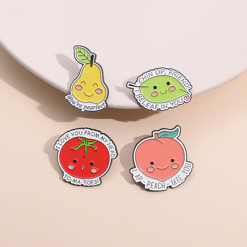 Adorable Fruit Brooch - Peach Apple Pear Pin for Fashionable Style