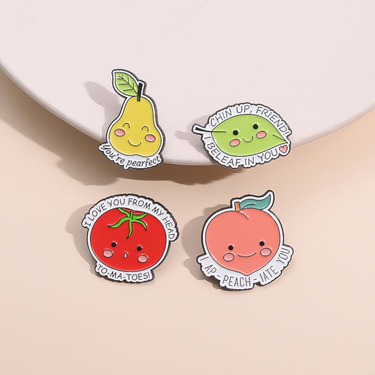 Adorable Fruit Brooch - Peach Apple Pear Pin for Fashionable Style