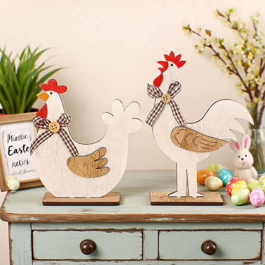 Creative Nordic Wooden Rooster Figurine - Easter Home Decoration