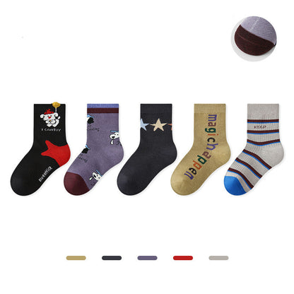 Kids Dot Colorblock Seamless Cotton Sport Socks