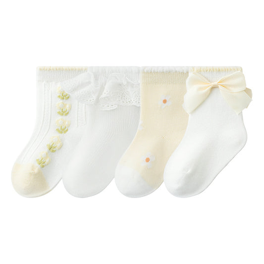 Princess Bow Cotton Baby Socks Cute Casual Mid-Calf Socks