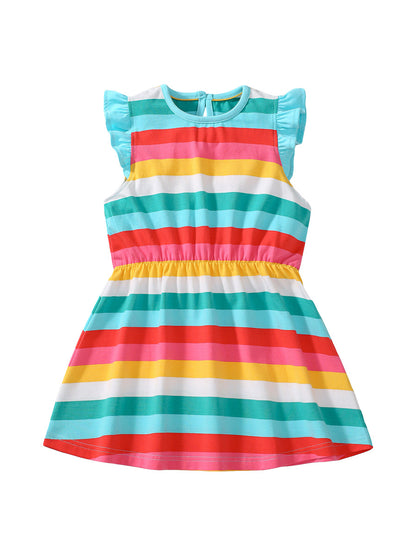 Girls' Summer Striped Cotton Princess Dress