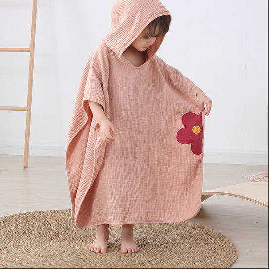 Children's Cotton Hooded Bathrobe Swim Cape Towel